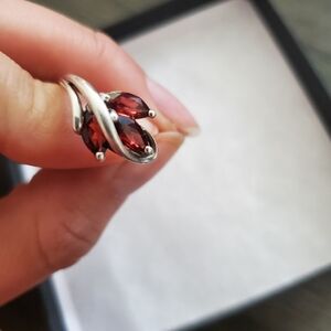 Garnet Ring, Silver Size 7.5